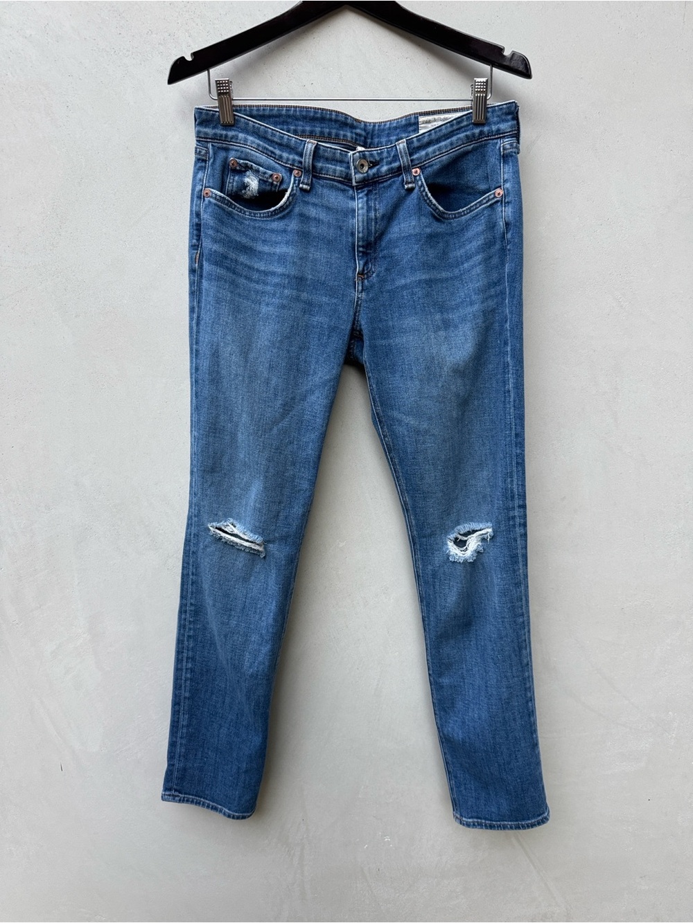 rag & bone Dre Low Rise Slim Boyfriend Jeans 28 Medium Wash Distressed